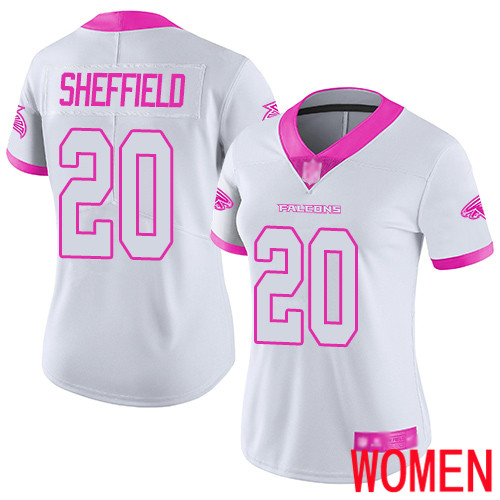 Atlanta Falcons Limited White Pink Women Kendall Sheffield Jersey NFL Football #20 Rush Fashion